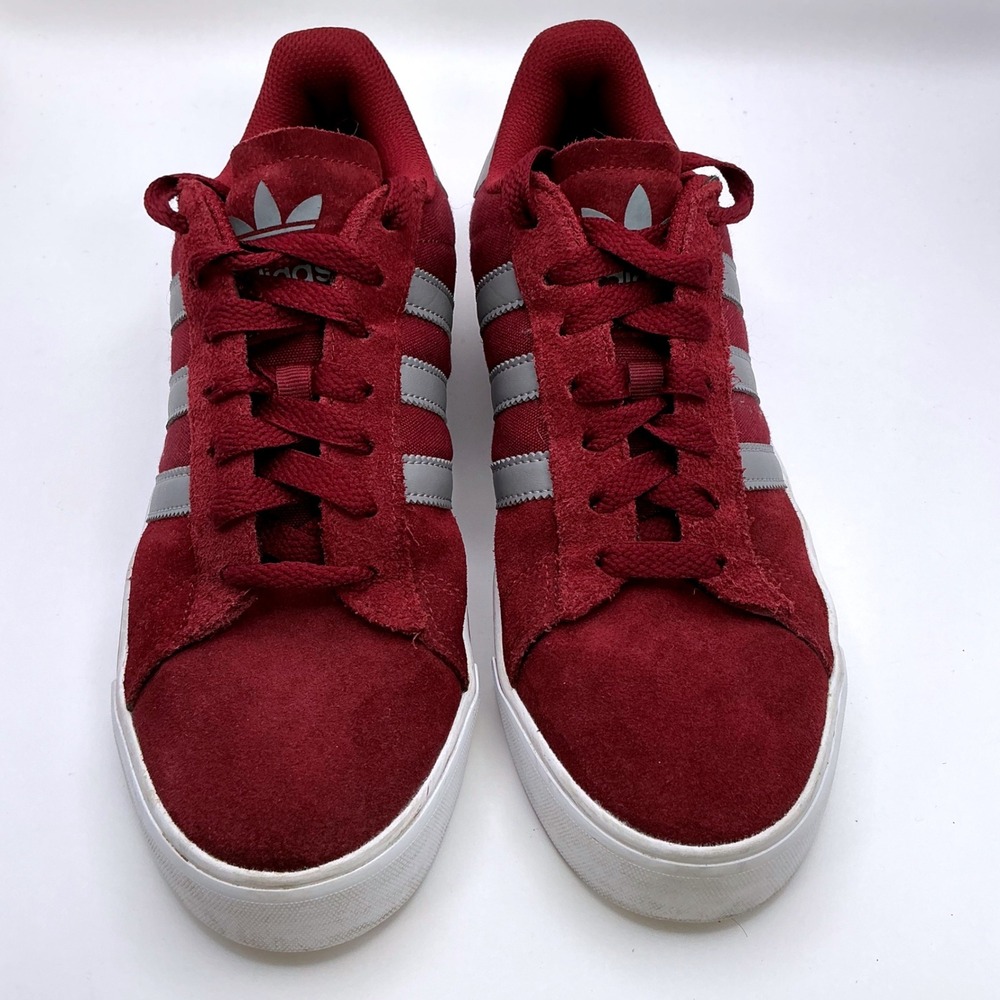 Adidas Campus Vulc Burgundy Maroon Grey Suede Canvas Skate Shoes Mens 8.5 F37365 - Picture 2 of 8